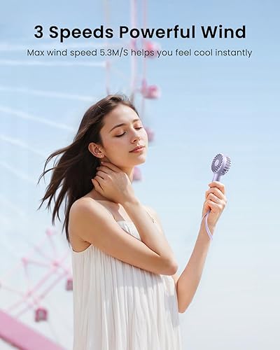 Miniatura 8 de Gaiatop Mini ventilador portátil, paquete de 2 potentes ventiladores de mano, ventilador pequeño personal de 3 velocidades, ventilador USB