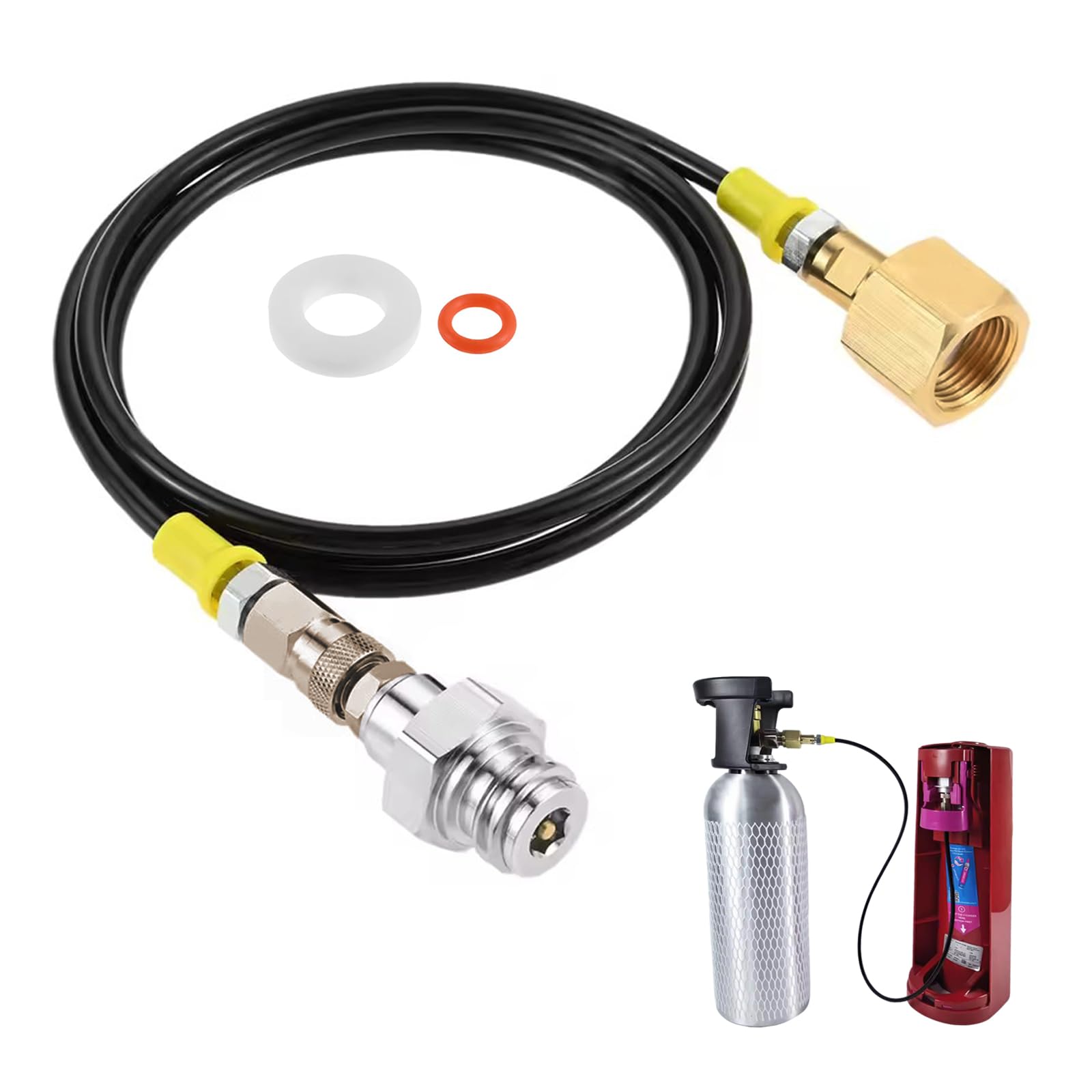Adattatore CO2 per tubo ad alta pressione, 1,5 m, adatto per Gro-h-e Blue Home, connettore standard TR21-4 e W21.8-14, tubo CO2 ad alta pressione per bottiglie di CO2 standard, tubo CO2