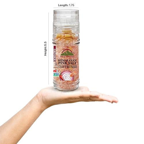 Miniatura 9 de Himalayan Chef Cebolla y pimiento rojo con sal del Himalaya, molinillo de vidrio, 3.5 onzas, cebolla asada (5327C)