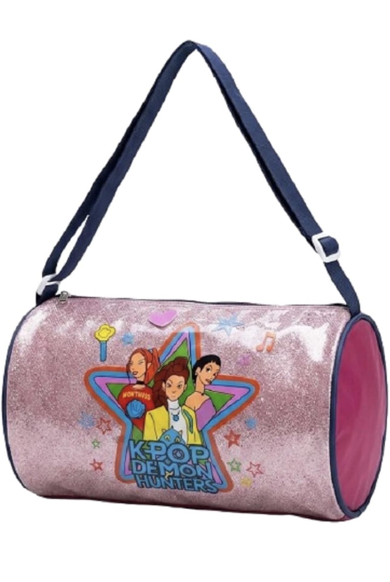 K-Poppp Demonnn Hunterrs Girls Duffle Bag, Pink Glitter-picture-52
