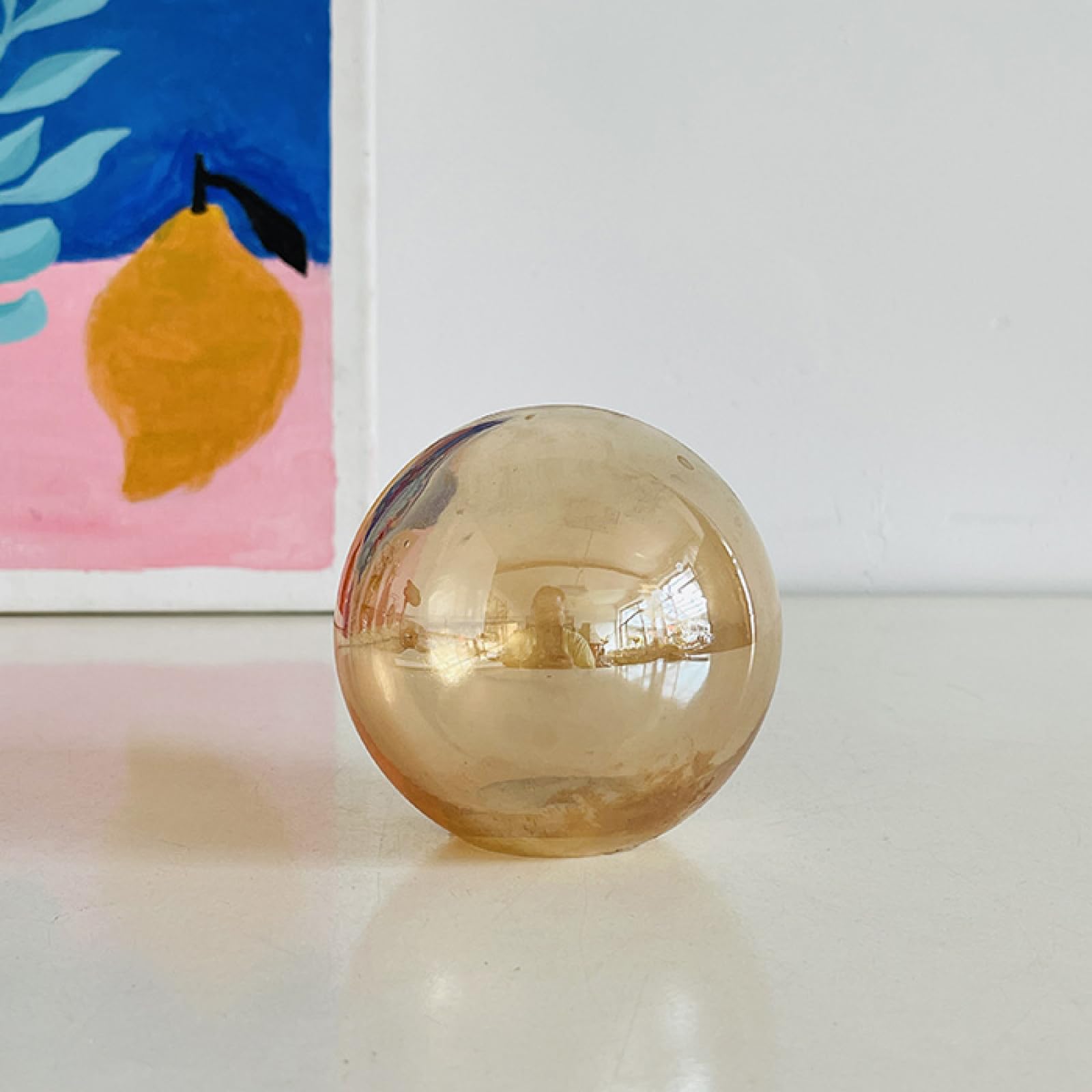 Farbige Glasurkunst goldene Kugel Glasfigur handgefertigt Briefbeschwerer aus geblasenem Glas Geschenk für Geburtstag Heimdekoration Tischdekoration