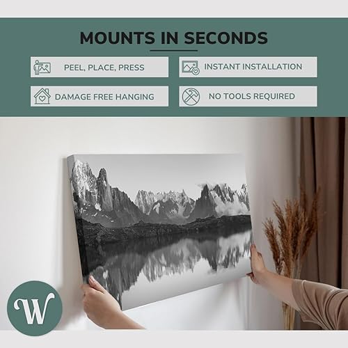 Miniatura 3 de Arte de pared de montaña, arte de paisaje, lienzo en blanco y negro, arte de pared de lienzo de montaña, arte de pared en lienzo B&W, impresión de