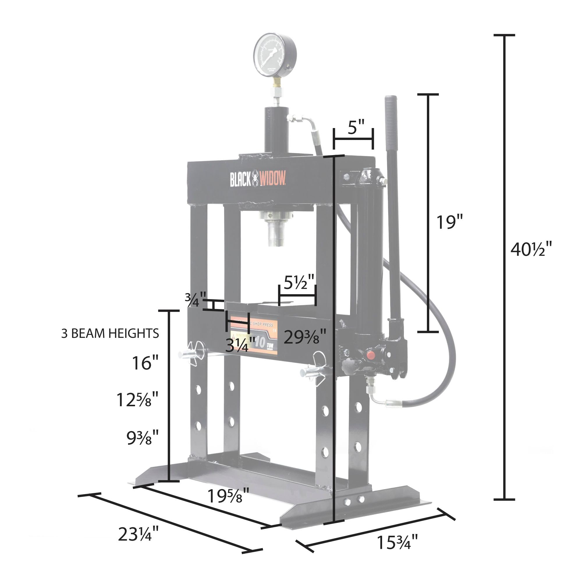 Amazon.com: Black Widow 10-Ton Adjustable Benchtop Hydraulic Shop