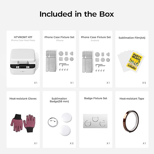 Miniatura 9 de HTVRONT Máquina de Prensa de Calor para Funda de Teléfono Compatible con iPhone y Android - Prensa de Calor al Vacío H17 para Fundas de Teléfono