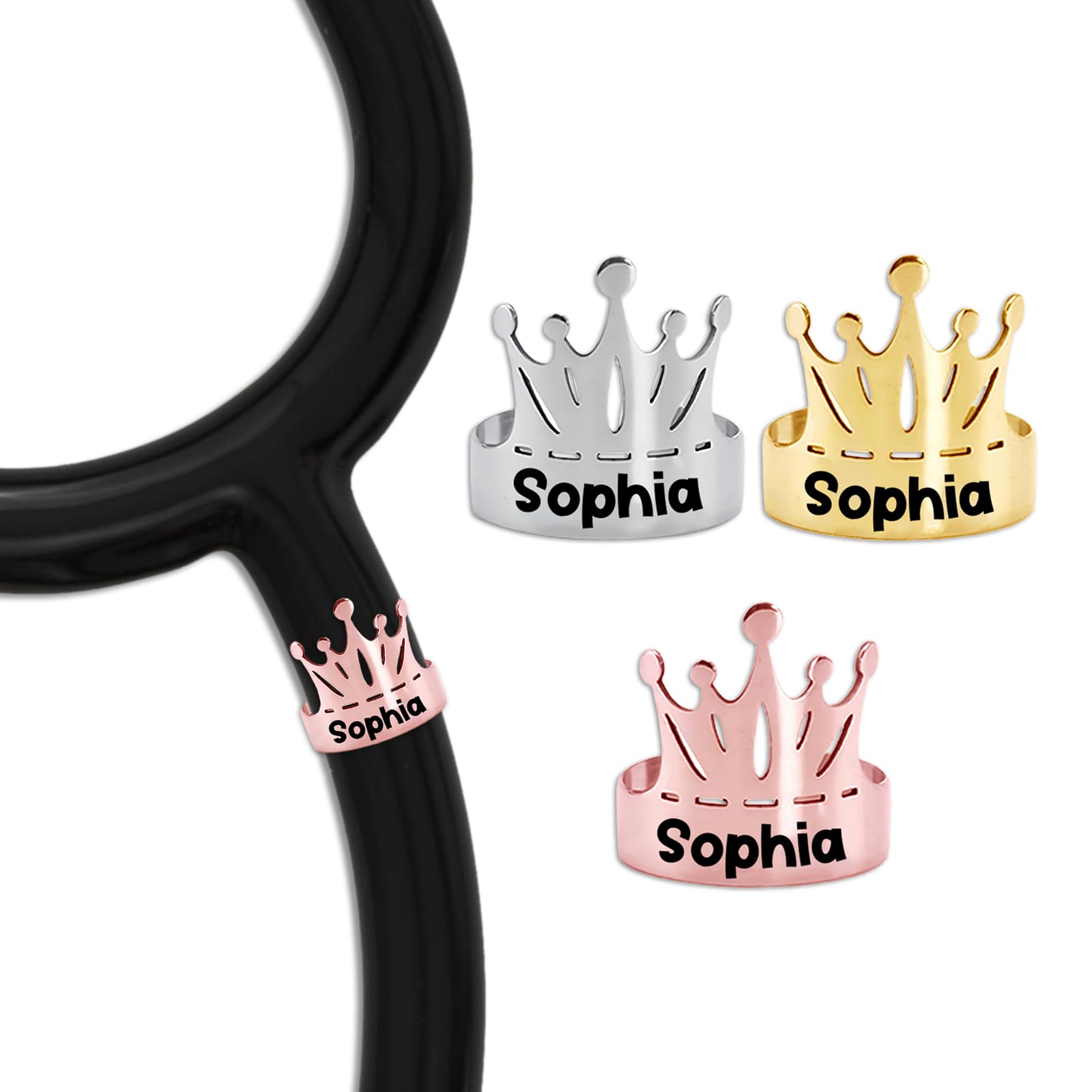 Stethoscope Name Tag Personalized Stethoscope Charms with Engraved Name Stethoscope Accessories for Nurse Doctor Medical Professional-Style 6