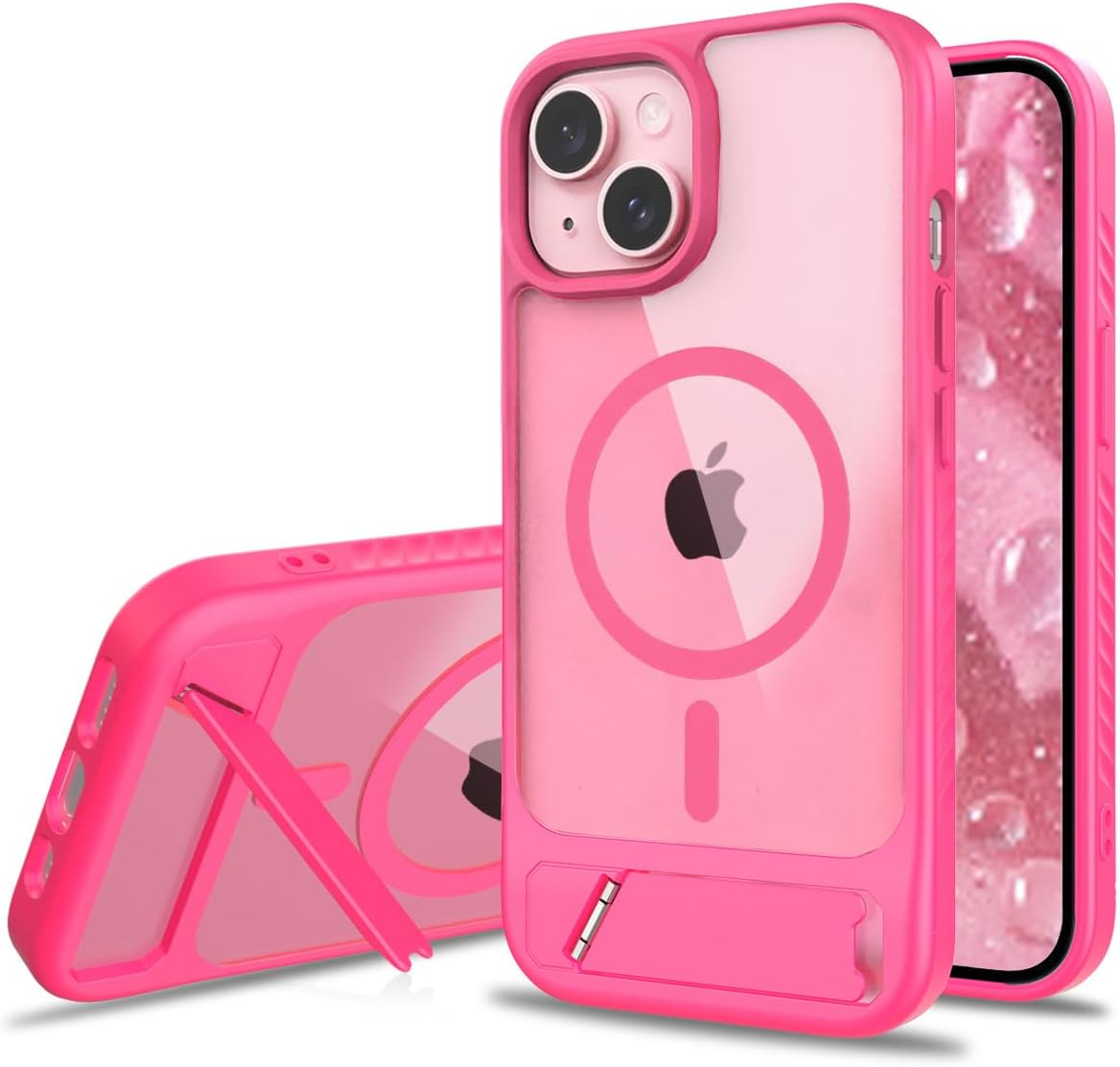 IDweel for iPhone 15 Case, for iPhone 14 Case & iPhone 13 Case [Compatible with Magsafe] Translucent Matte Magnetic Phone Cover - Military Grade Drop Protection Shockproof Protective Cover, Hot Pink