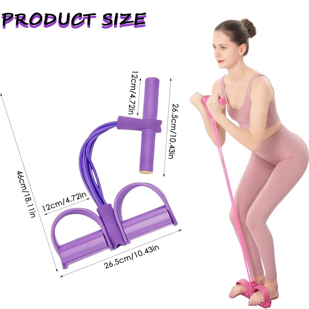 Saludea Gentle Fit elastyczna opaska oporowa na stopę, 6 rurek, do jogi, 21 wielofunkcyjnych strun napinających brzuch, trening siłowy ramion i nóg, dla mężczyzn i