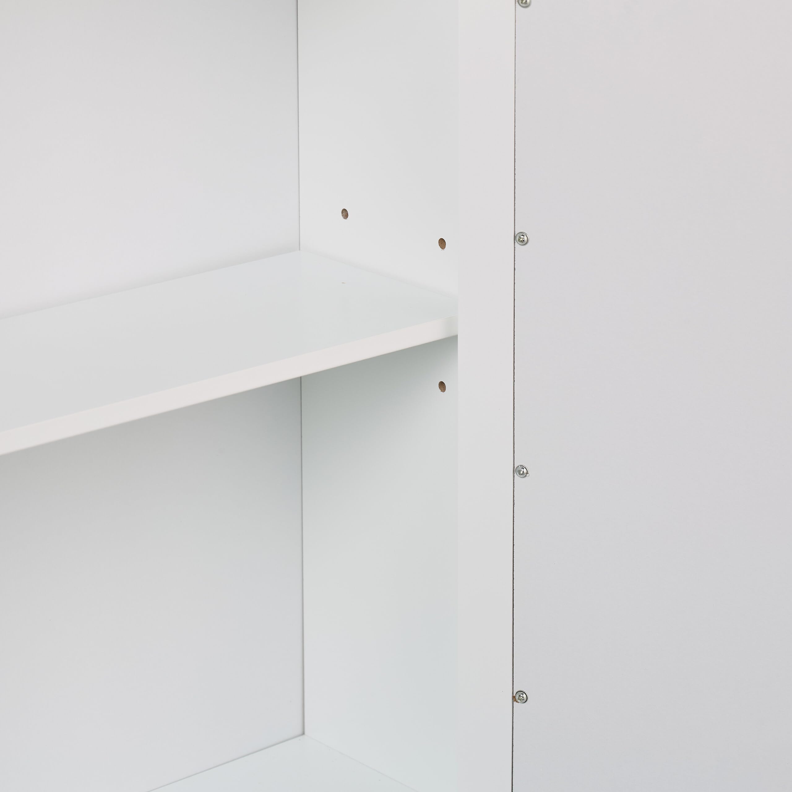 Relaxdays Armoire de Salle de Bain, Miroir, 3 étagères Ouvertes, 2 Compartiments, HxLxP : 48 x 60 x 18 cm, Blanche
