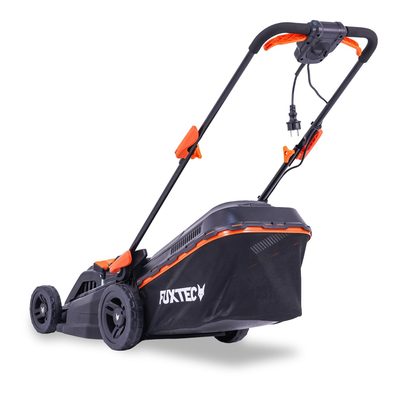 FUXTEC Tondeuse à Gazon Électrique Filaire Poussée FX-RME38 12Kg, Largeur De Coupe 38cm, Bac De Ramassage 40L, Hauteur De Coupe 20mm - 70mm, 1600Watt - 220V