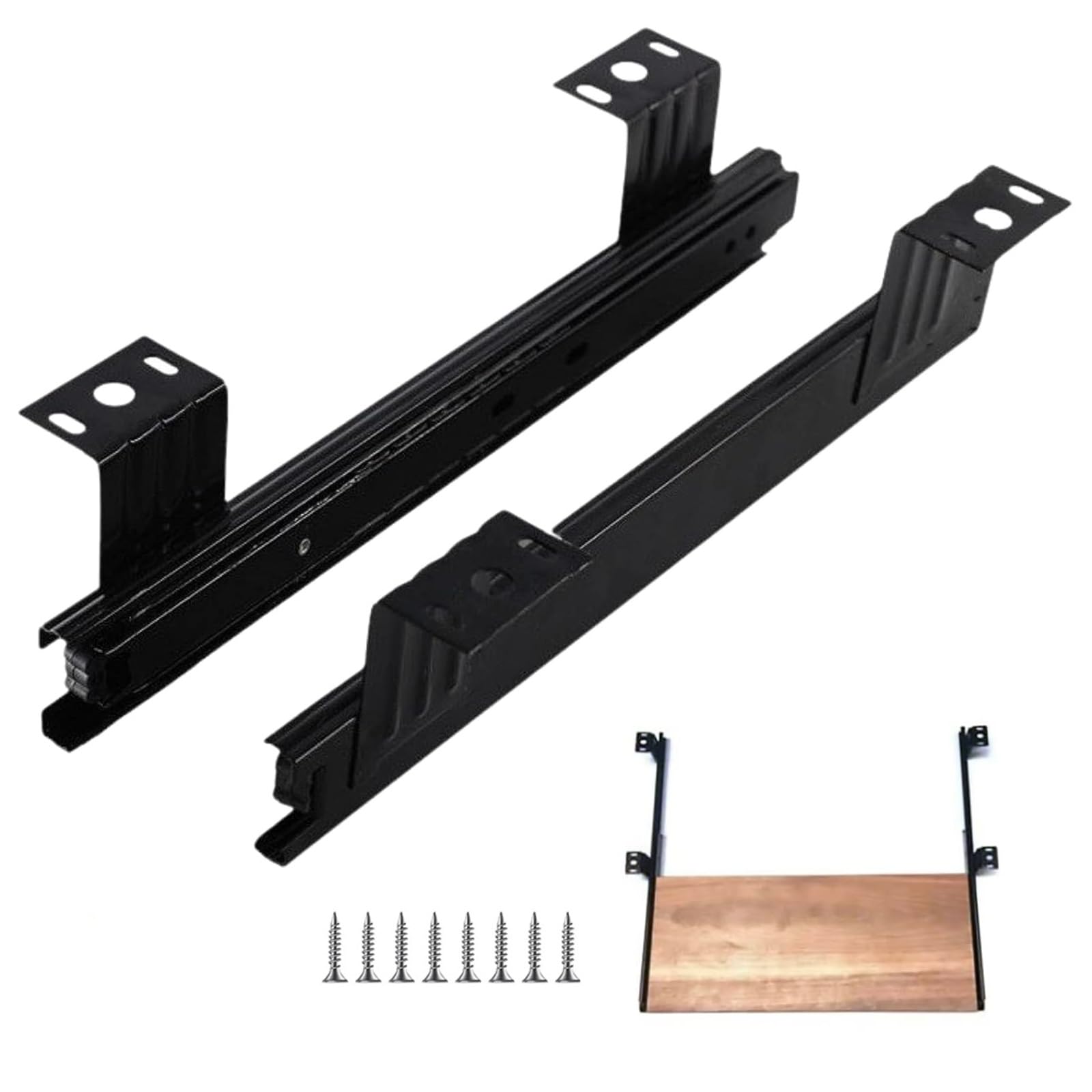 V3VOGUE Drawer Slides 10in/240mm 14in/290mm Heavy Duty Steel Keyboard Shelf Runners, Black, Side Mount