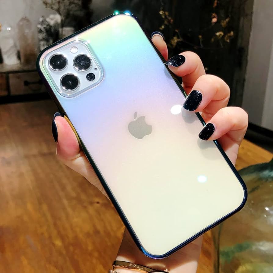 Amazon.com: Gradient Rainbow Laser Clear Phone Case for