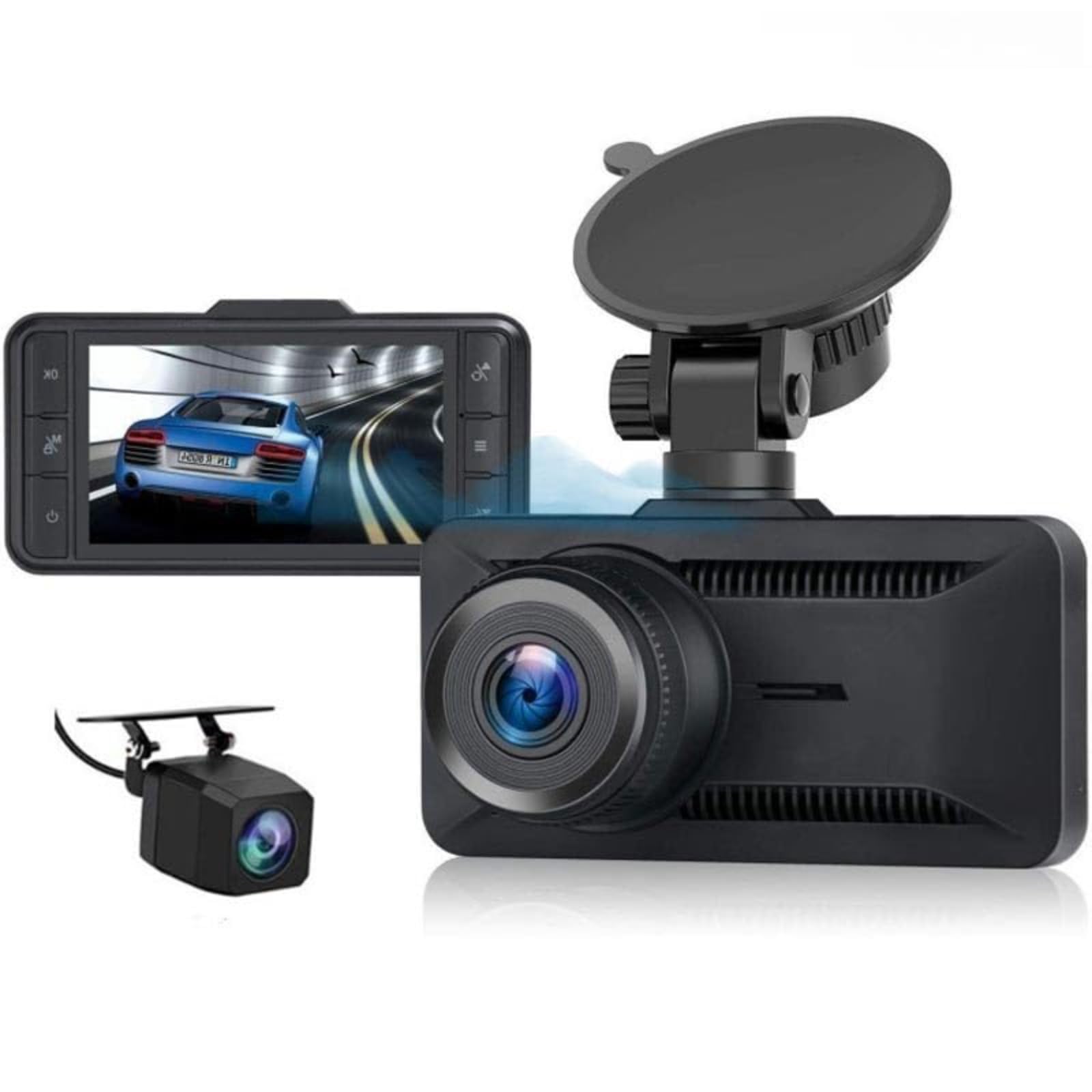 Dashcam 4K Pro – UHD Dualkamera vorne/hinten mit Nachtsicht & Parkwächter | INKL. Adapter für den Zigarettenanzünder (STD: 4K+1080P + Chargeur Auto)