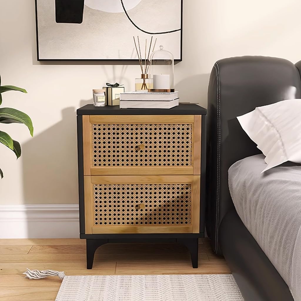 Amazon｜エレガントなベッドサイドテーブル、中世フランスのレトロな籐  