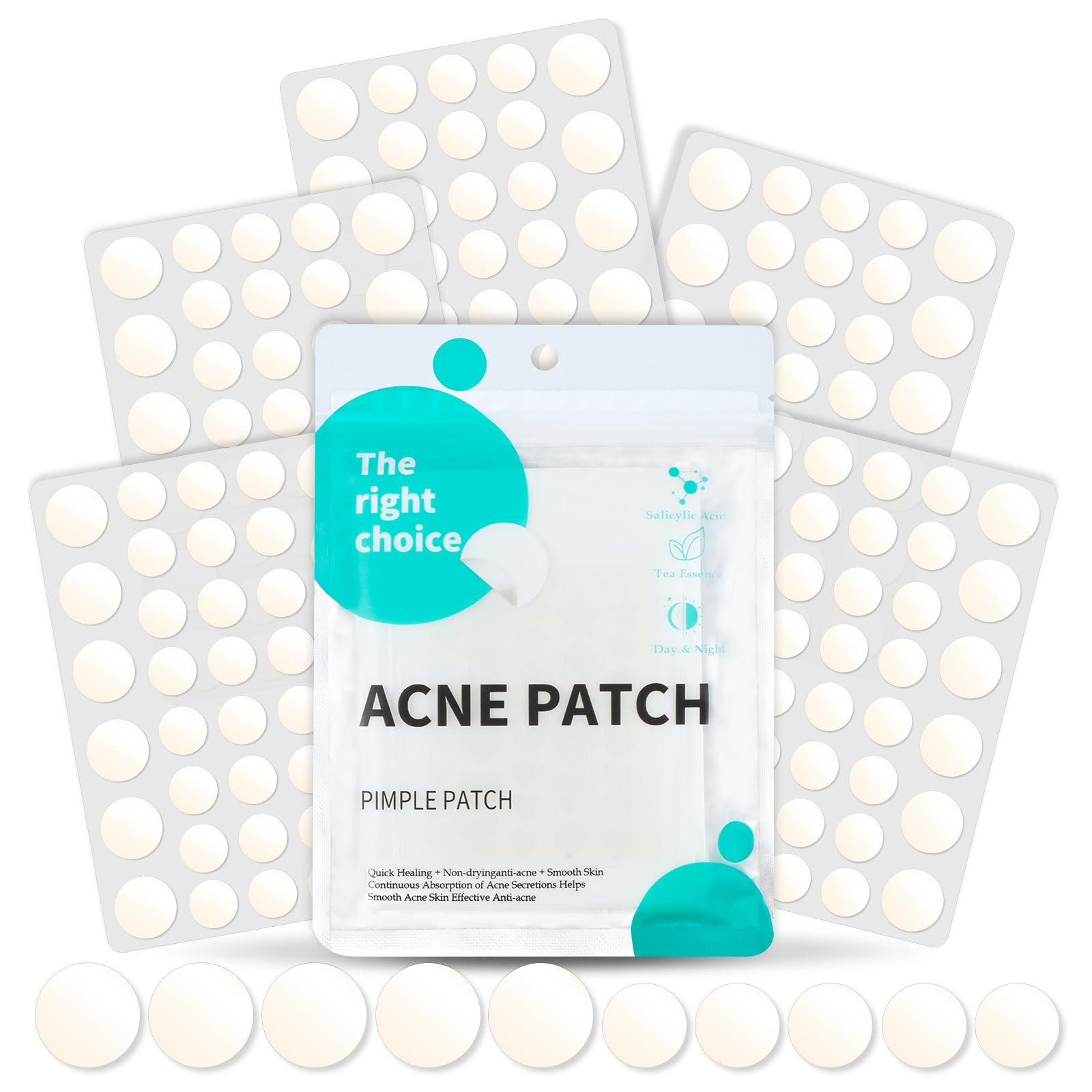 BUTBU 180 Stück Runden Pimple Patch, Hydrokolloid Pickel-Patch Unsichtbare, Tag & Nacht 2-in-1 Akne Pflaster, mit Teebaumöl & Centella Asiatica,Wasserdicht Atmungsaktiv(Transparent)