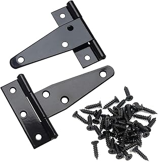 6 Pack 4 Inch Small T Strap Hinges Heavy Duty Shed Door Hinges, Metal Gate Hinges with Mounting Screws for Barn Door/Shed or Wooden Fences/Metal Gates,Tee Hinge Wrought Hardware Iron