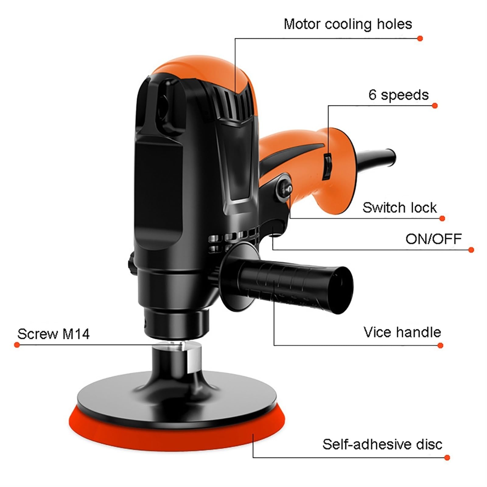 Máquina pulidora de coche de 980W, pulidora de cera eléctrica ajustable de 6 velocidades for suelo de azulejos del hogar, máquina de encerado for reparación de automóviles Ligera Y FáCil De Usar