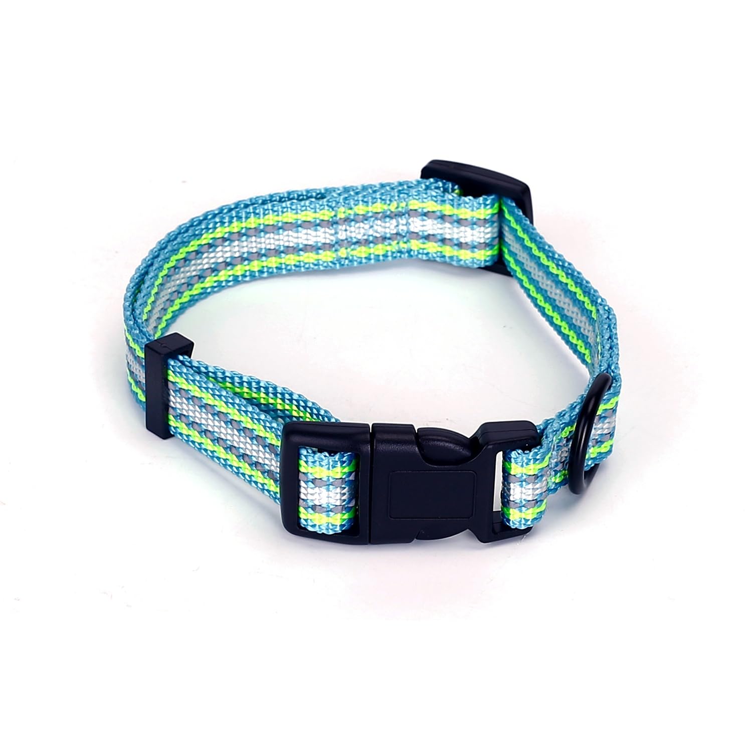 Reflective Imitation Nylon Dog Collar, Heavy Duty and Adjustable, Ideal for Night Walks and Outdoor Safety.