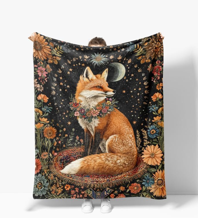 Fox Blanket Warm Plush Fox Flannel Throw Blanket Super Soft Fleece Cozy Fuzzy Foxes Stuffed Animal Blanket Gifts for Kids Teens Adults Room Decor 40"X50" - Image 2