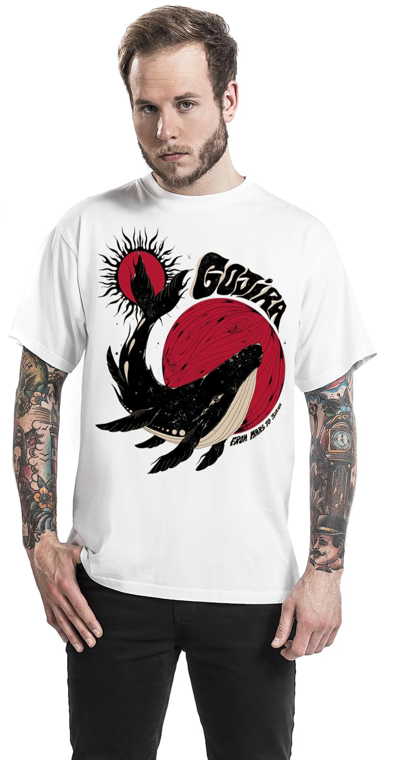 Gojira Whale Sun Moon Männer T-Shirt weiß Band-Merch, Bands