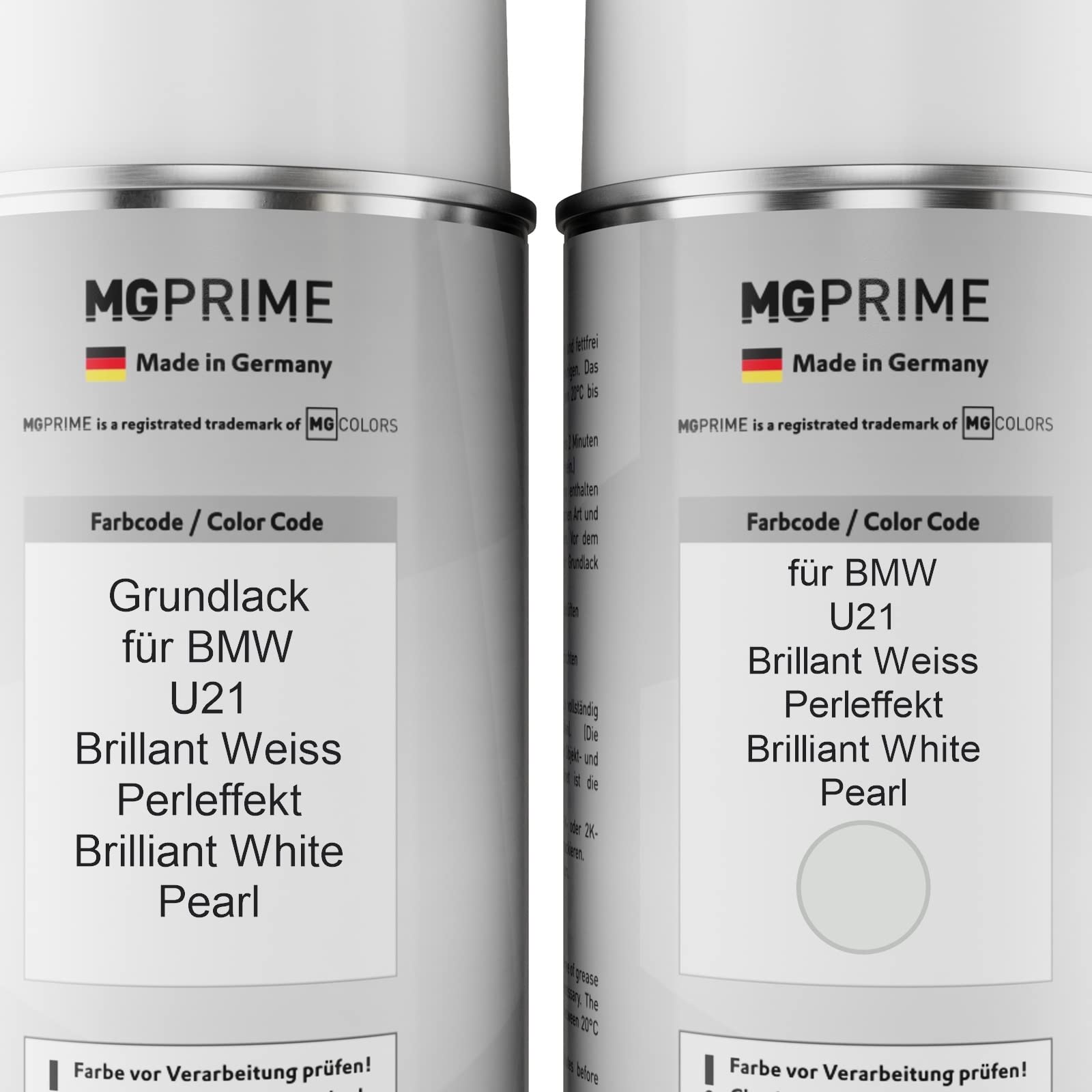 MG PRIME Autolack Set Spraydosen für BMW U21 Brillant Weiss Perleffekt +2K