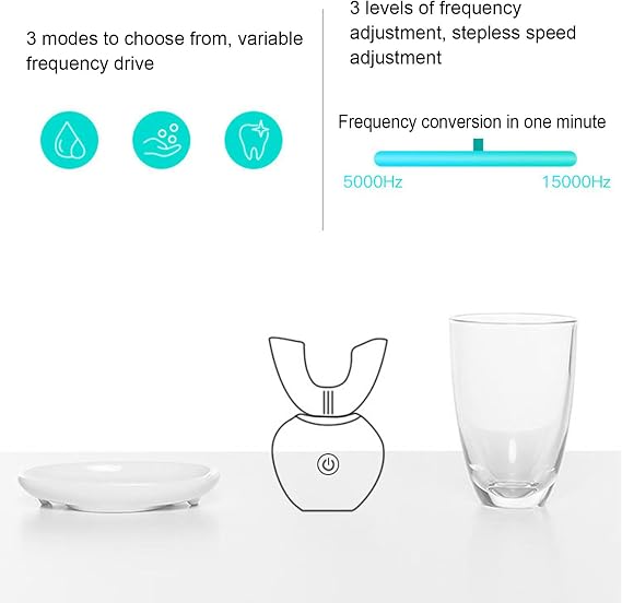 Electric Sonic Toothbrush, Automatic Cleaning Toothbrush, U-Shaped Teeth Whitening Brush for Adults, 360° Ultrasonic Electric Toothbrush, Rechargeable, A