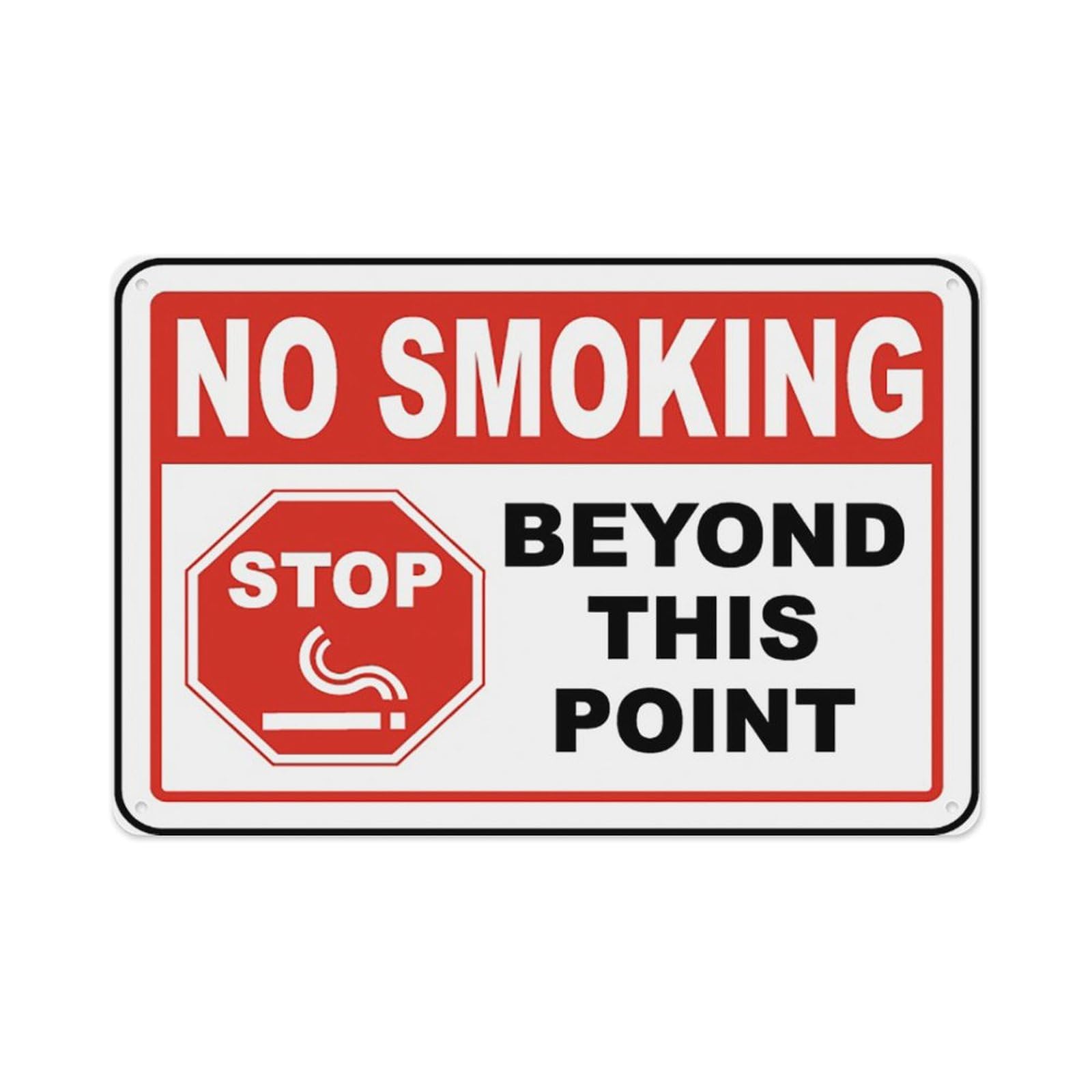 peiyeety No Smoking Beyond This Point Sign Aluminum Tin Warning Signs For Home Outdoor Garden 12X16 Inches