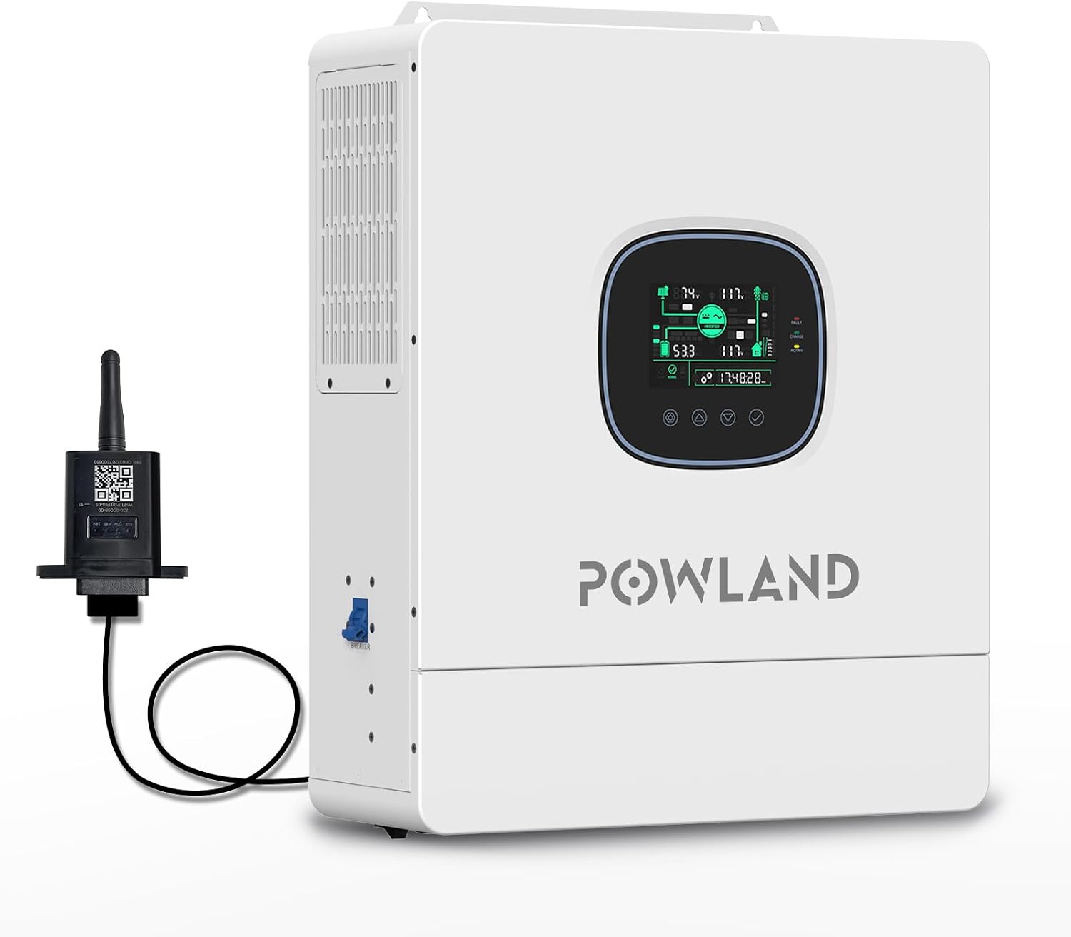 POWLAND 5000W Solar Inverter with WiFi, 48V DC to 120VAC Pure Sine Wave ...