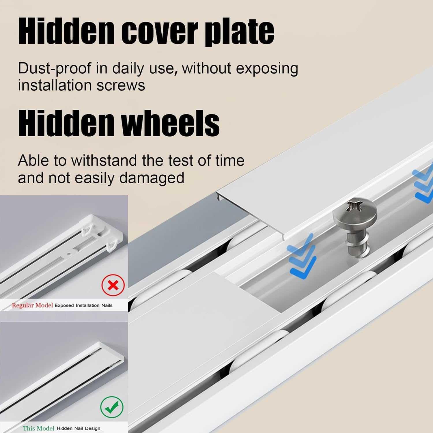 Robuste Doppelschürze – zusammengefügte Deckenhalterungsschiene für Wohn- und Schlafzimmer-Trennwand – Aluminiumlegierung, leiser Betrieb, einfache Installation
