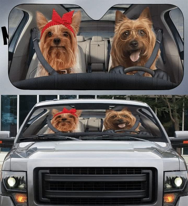 Couverture pare-brise voiture universelle anti-UV imperméable Yorkshire Terrier L