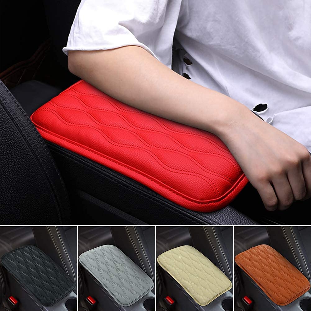 Automaze Center Console Arm-rest Cover Pad Universal Fit for SUV/Truck/Car, Car Armrest Seat Box Cover, Leather Auto Armrest Cover (Red)