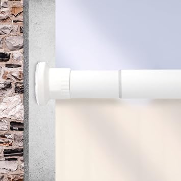 Curtain Rail Tension Rod Extendable Curtain Pole, Heavy Duty Curtain Rod Pole No Drilling, Telescopic Curtain Pole Rust FreeWhite,210-310CM