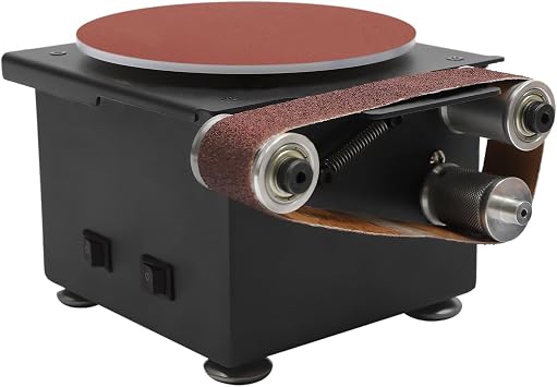 Mini Belt Sander and 6 Inch Disc Sander, Multifunctional Bench Belt Disc Sander Combo for Woodworking Metalworking, 100W 7-Speed Adjustable, 8500RPM Max