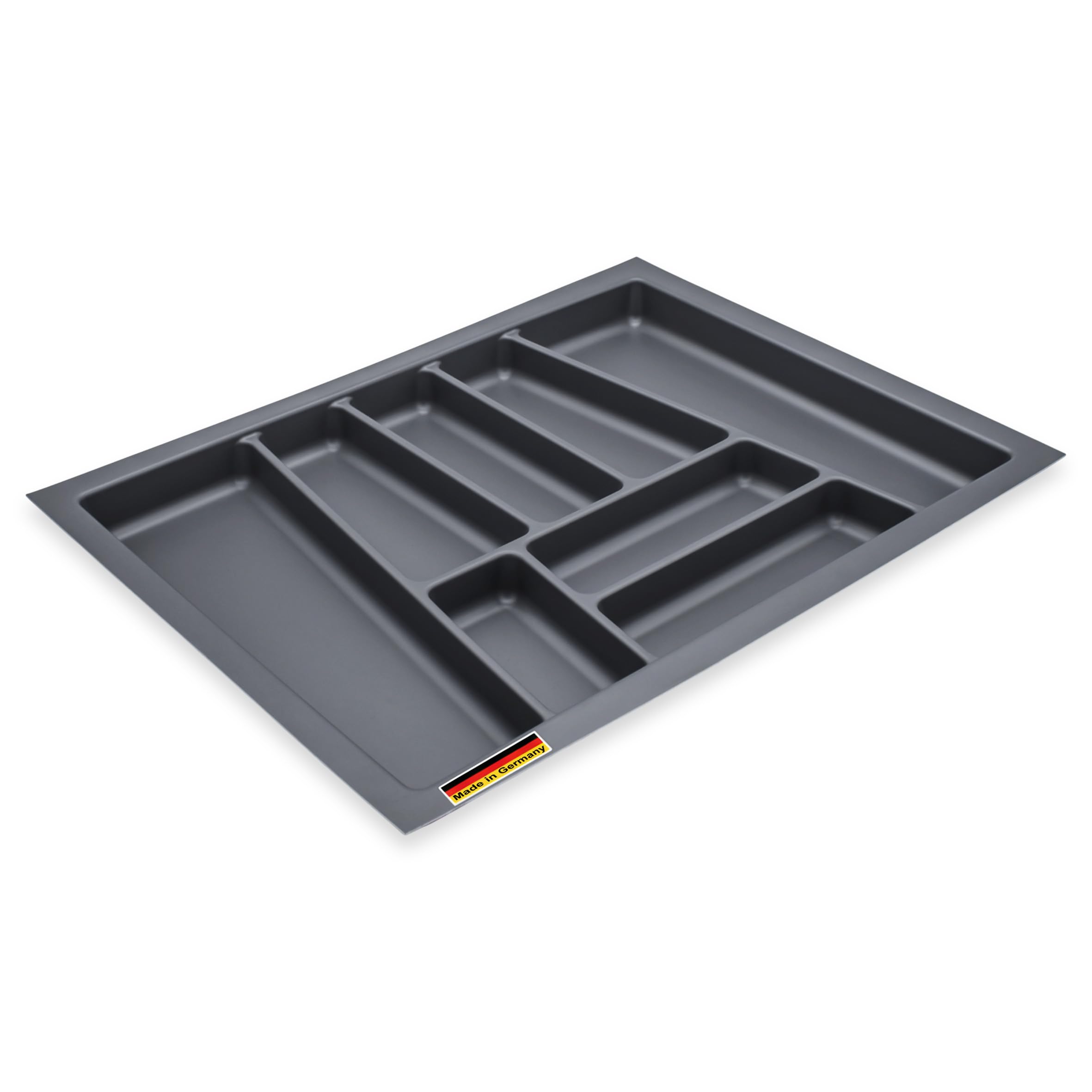 Mehrzweck Besteckeinsatz grau für Küchenschubladen Made in Germany - 64 x 48 cm - Kunststoff Schubladen Ordnungssystem schiefergrau - Universal Besteckkasten Küchen Büro Bastel Utensilien Organizer