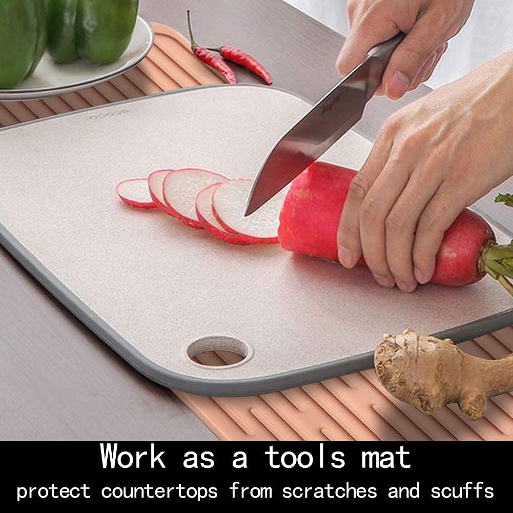 NILKANTH Dish Drying Mat (17.3″ × 7.9″ Silicone Mat Pink) 4
