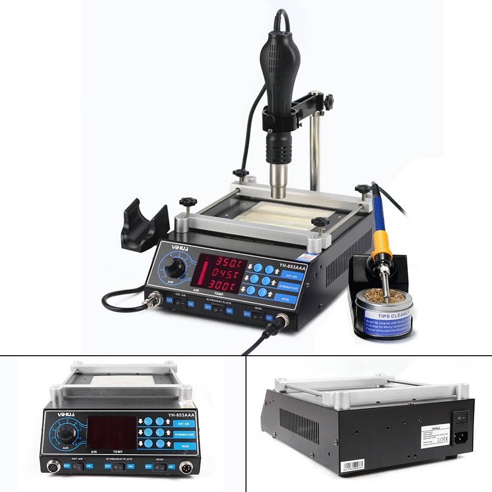 Stacja lutownicza BGA Rework 1270 W, 100 ~ 480 °C, zestaw do lutowania Hot Air Gun SMD, stacja lutownicza (EU-PLUG)