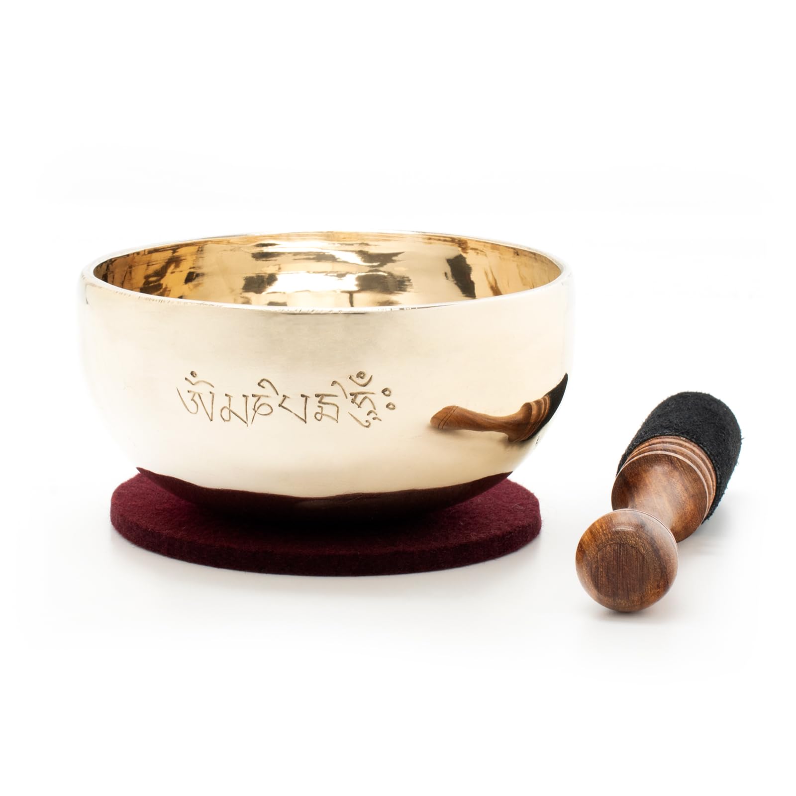Campana tibetana 300-350 g con incisione mantra, forgiata a mano | Commercio equo e solidale dal Nepal, per meditazione e relax, accessori inclusi