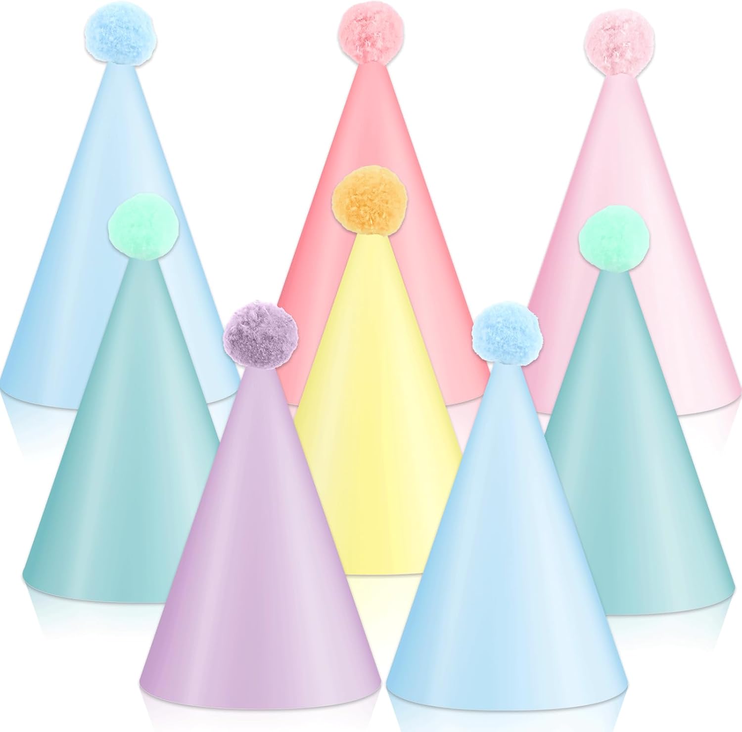 CHUNNIN 24 Pack Pastel Rainbow Party Hats - DIY Macaron Cone Hats for Kids Adults Birthday Baby Shower Decorations