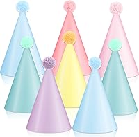 CHUNNIN 24 Pack Pastel Rainbow Party Hats - DIY Macaron Cone Hats for Kids Adults Birthday Baby Shower Decorations
