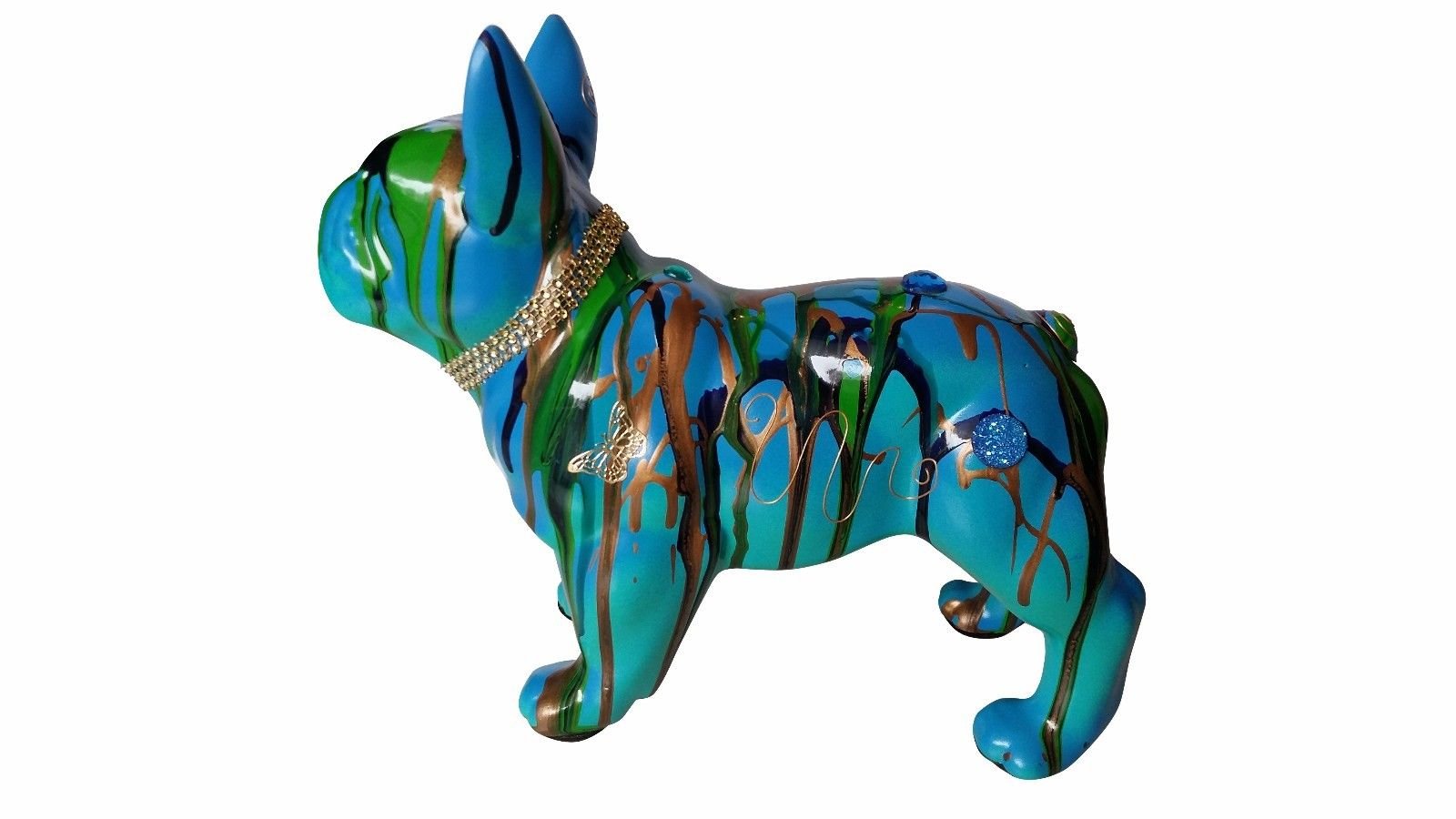 Laure Terrier Statue of French Bulldog ceramic, standing, length 32 centimeters. Decoration Model Ocean