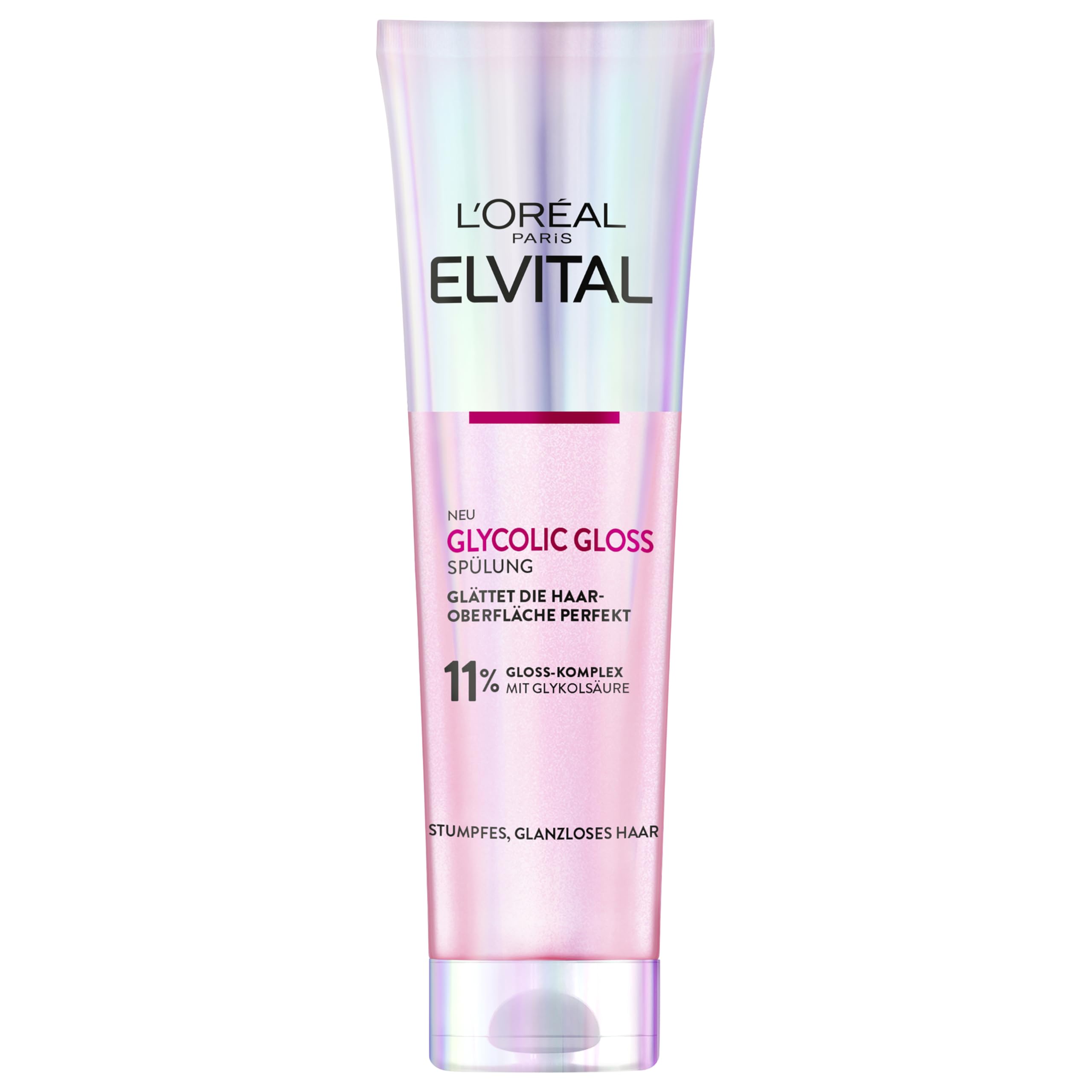 L'Oréal Paris Elvital Glycolic Gloss Spülung für glanzloses und stumpfes Haar, Haarpflege für gesunde Haare und ultimativen Glanz, Regeneration der Haarversieglung, Conditioner mit Glykolsäure, 150ml