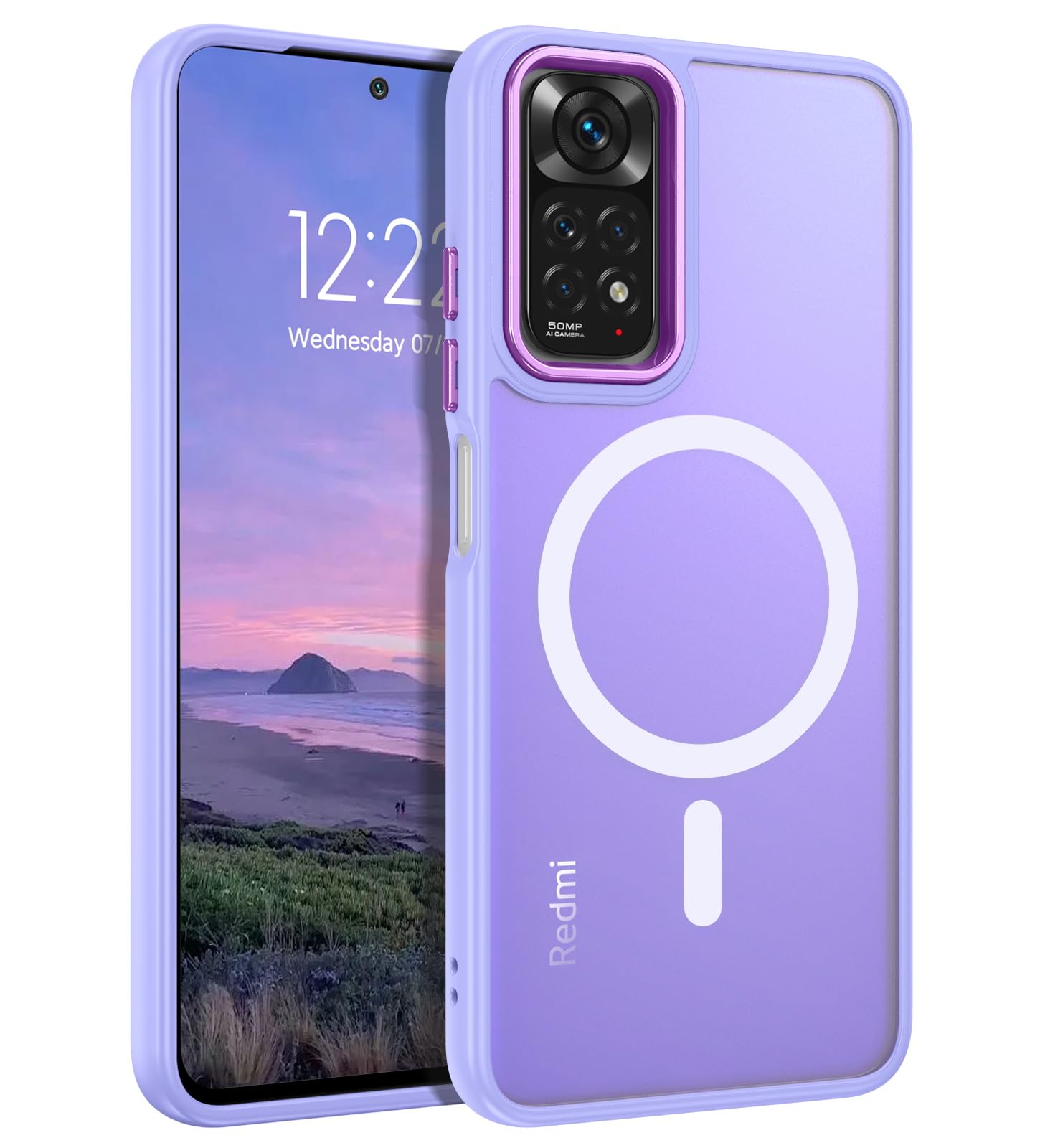 Custodia Xiaomi Redmi Note 11 / 11S Con Sportellino Fotocamera E Supporto Magnetico A 360° (Rosso) - 3