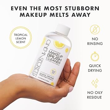 Cinema Secrets Original Makeup Brush Cleaner Kit - Professional Cleanser + Cleansing Tin for Makeup Brushes - Quick-Drying, Rinse-Free Formula - Removes Stubborn Waterproof Make Up - Lemon (8 fl oz)