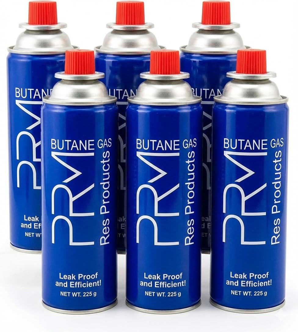 PRM Butane Gas Refill Canisters (Pack of 6) 225 grams each- Portable Butane Fuel for Camping Stove, Gas Burner, BBQ, Kitchen, Outdoor Cooking, Travel & Picnic – Compatible with Butane Gas Stove-picture-29