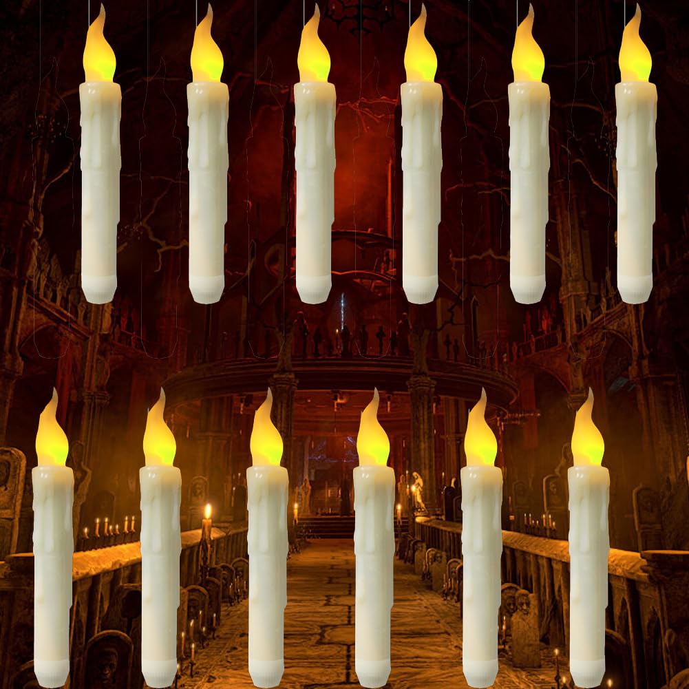 Bougies Flottantes led Magiques à Suspendre avec Baguette, LED Sans Bougies Flottantes led Magiques à Suspendre avec Baguette, LED Sans