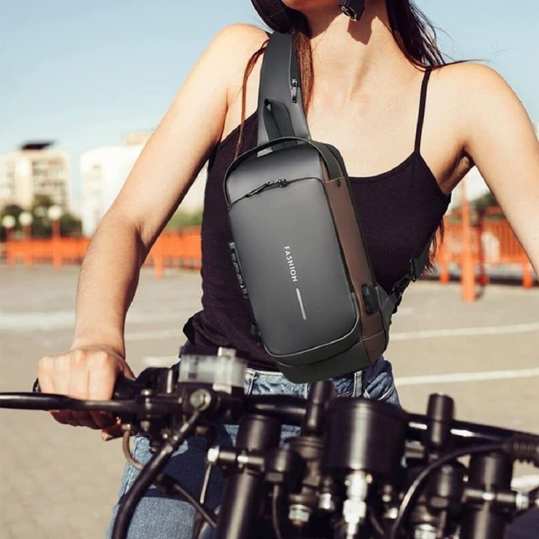 Bolso antirrobo de la Honda, Mochila de Hombro antirrobo de la Honda del Deporte de la Carga del USB, Bolsos Cruzados Impermeables (Color : Black Brown)