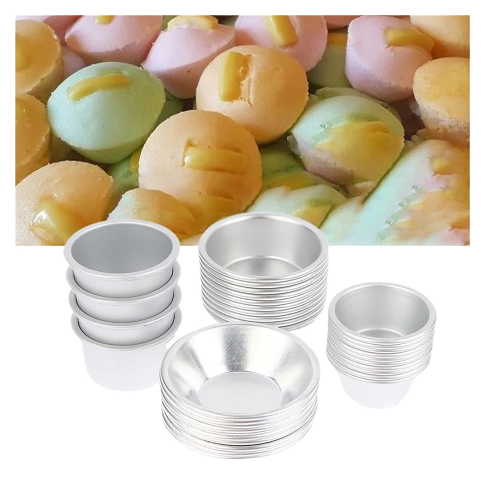 Genérico 10 Uds molde de pastel aleación aluminio taza huevo Cupcake cocina hornear Mini horno redondo Pan pastelería for postres(B)