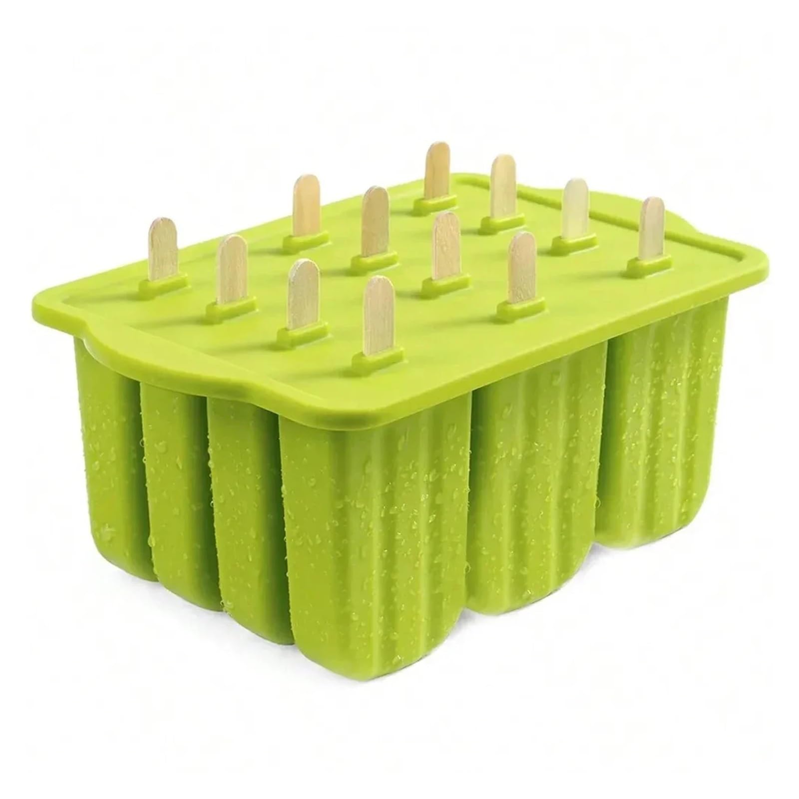 Moldes Helados Herramientas for helados de verano con palitos madera, moldes silicona for paletas, accesorios cocina, refrigerios for saciar la sed(Green A)