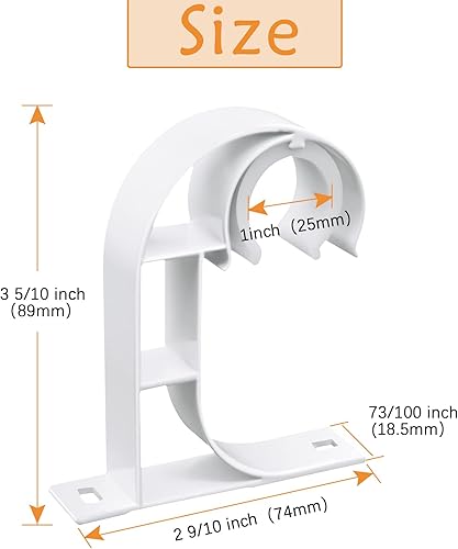 Miniatura 5 de TOKPLNU Soporte para barra de cortina de techo, soporte de barras de cortina resistente, aleación de aluminio, blanco, paquete de 6 ganchos