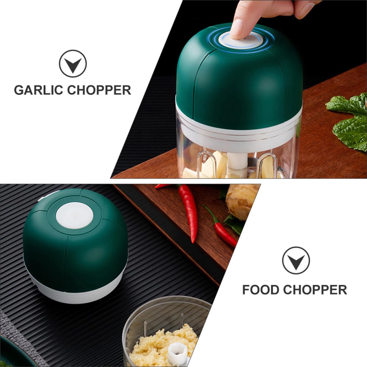 BEBEMOKO 1Pc USB Rechargeable Electric Garlic Chopper Portable Food Chopper for Garlic Ginger Meat Vegetables Kitchen Crusher with Lightweight