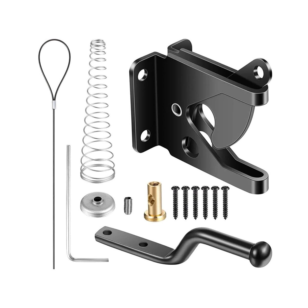 Palut Black Auto Gate Latch, Stainless Steel Gravity Lock For Wooden Fence Gates